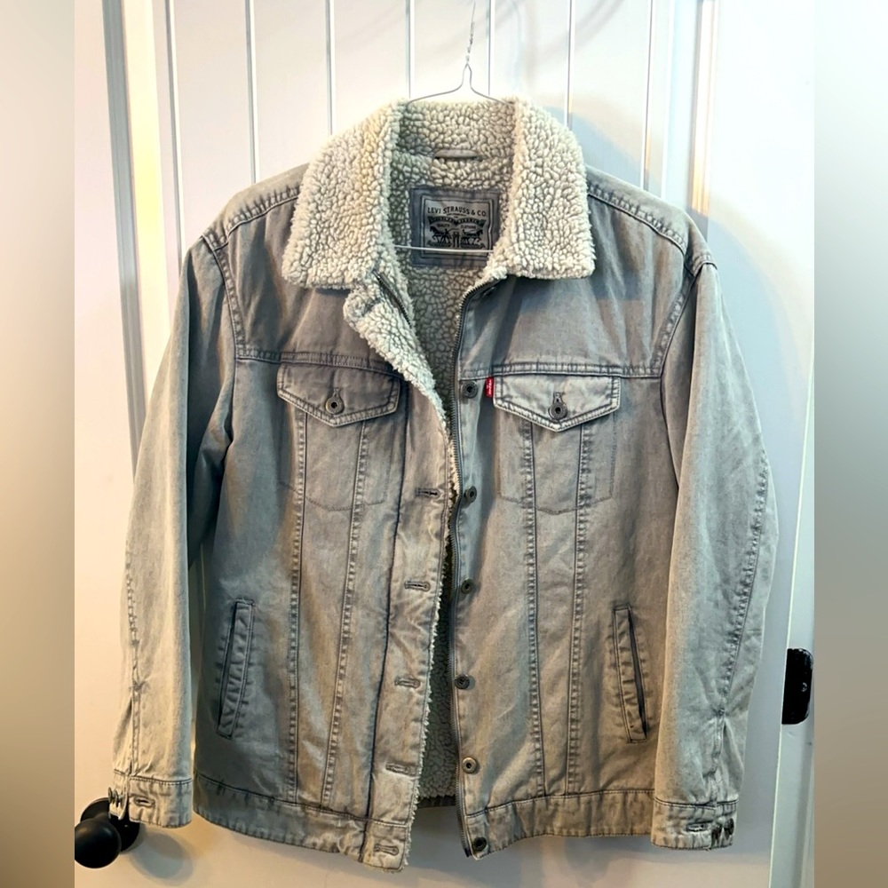 Levis Sherpa Lined Grey Denim Jacket